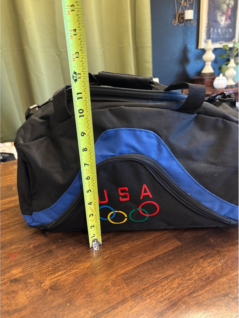 USA Olympic Rings Duffel Bag Black Blue Gym Travel Sports Shoulder Bag - Picture 10 of 12